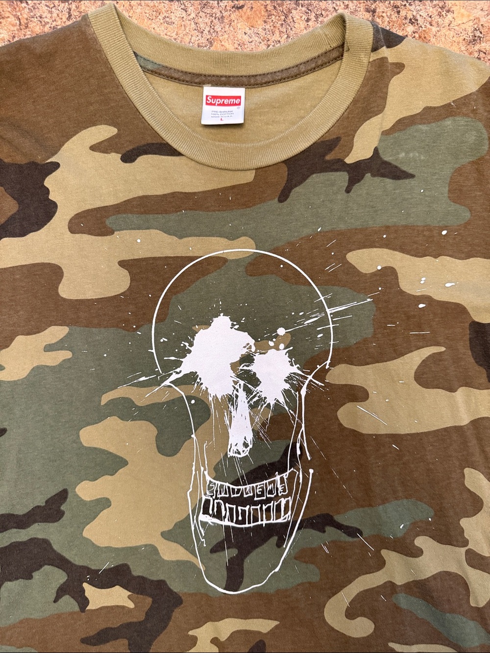 Supreme Camo Skull Tee - Olive/Brown/Khaki